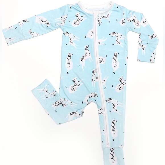 Blue Dalmatians - Bamboo Zippy Romper, 9-12M - Picture 1 of 4